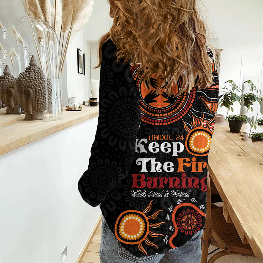 Australia NAIDOC 2024 Women Casual Shirt Keep the Fire Burning Aboriginal Art