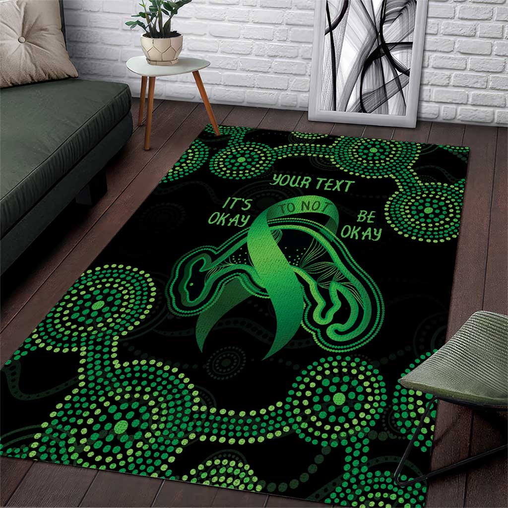 Green Kangaroo Ribbon Aboriginal Personalised Area Rug Depression Awareness