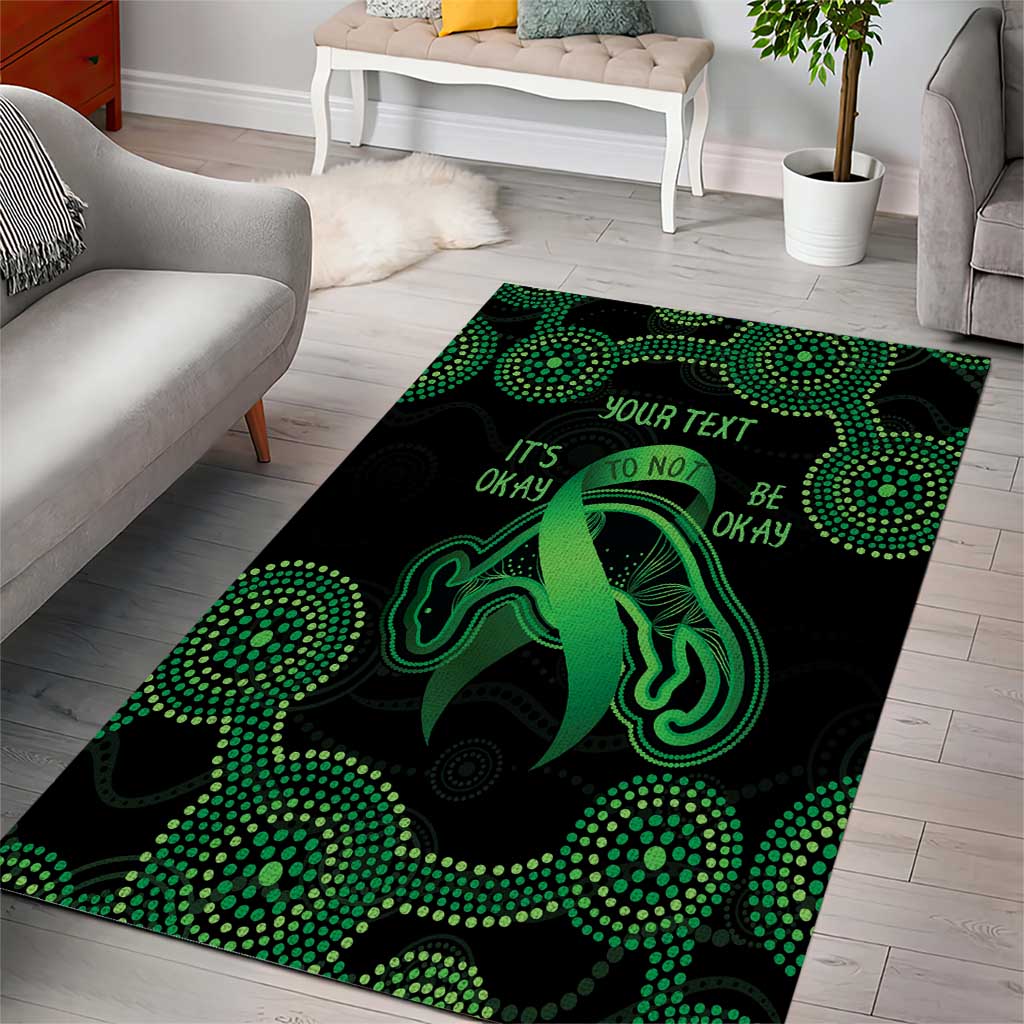 Green Kangaroo Ribbon Aboriginal Personalised Area Rug Depression Awareness