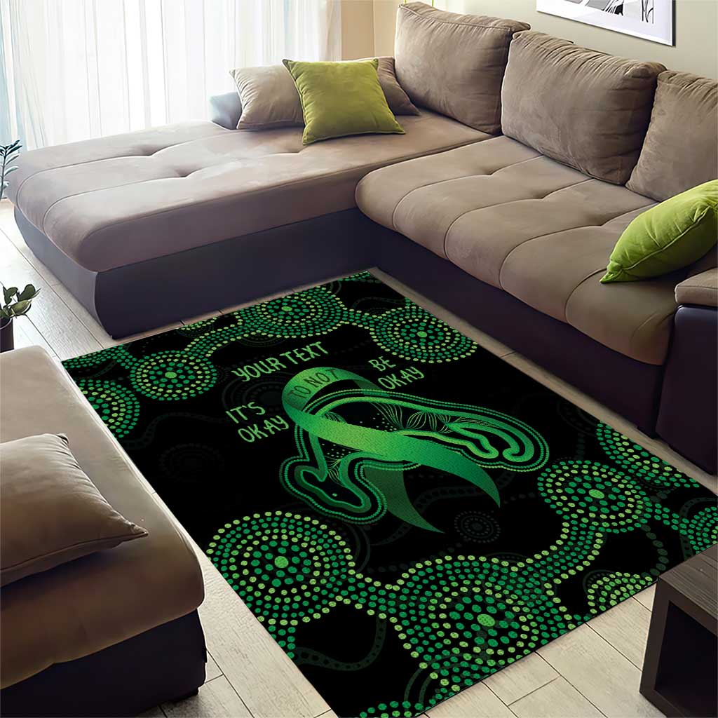 Green Kangaroo Ribbon Aboriginal Personalised Area Rug Depression Awareness