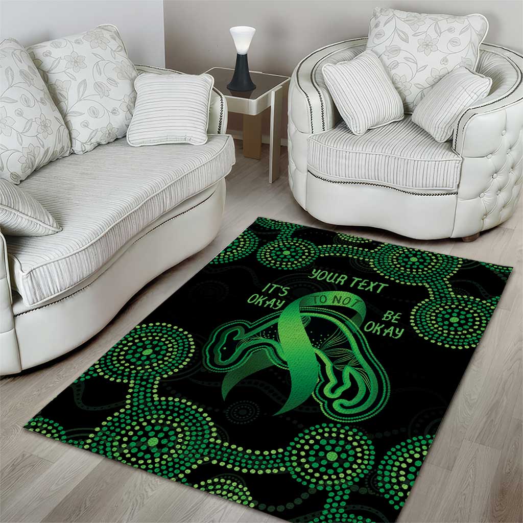 Green Kangaroo Ribbon Aboriginal Personalised Area Rug Depression Awareness