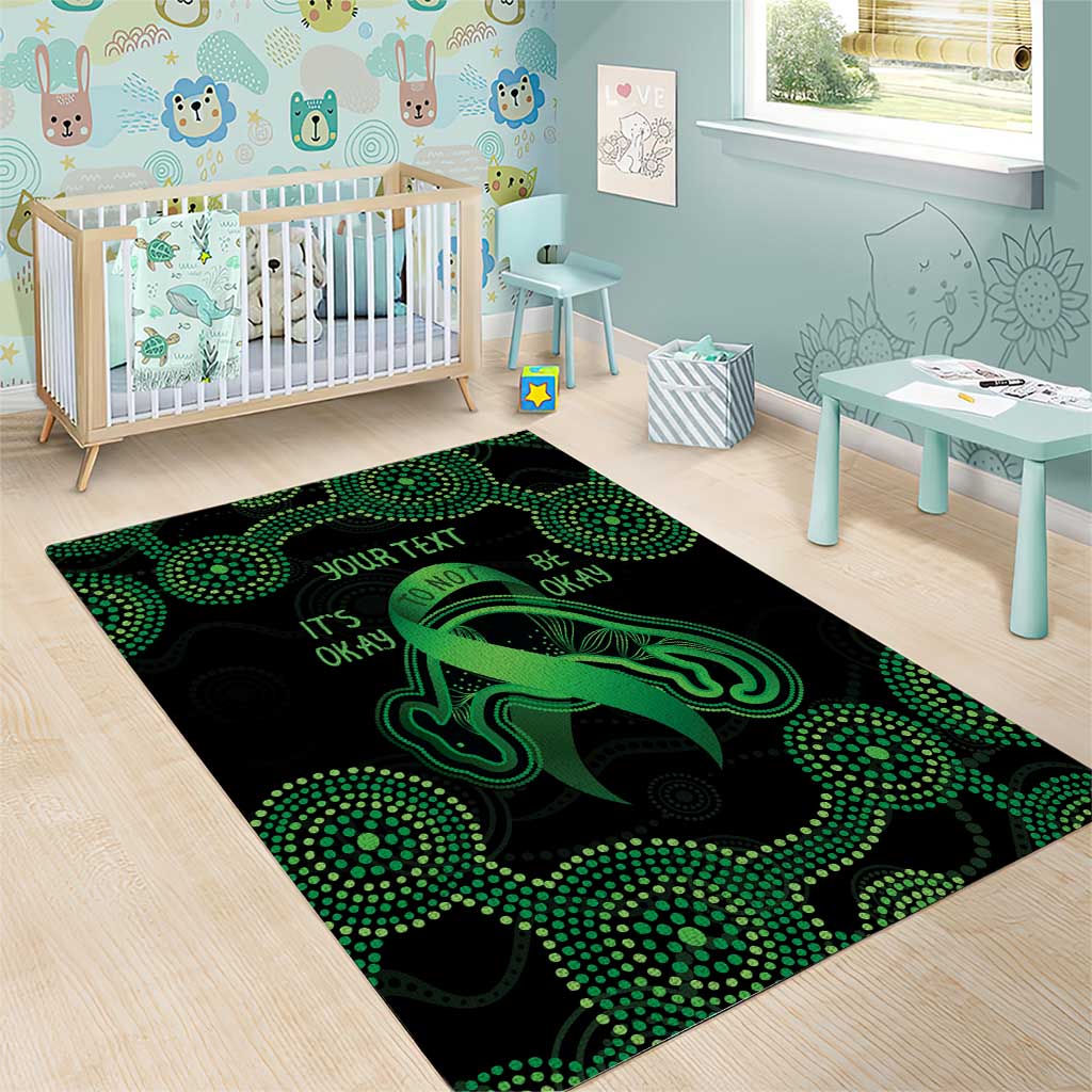 Green Kangaroo Ribbon Aboriginal Personalised Area Rug Depression Awareness