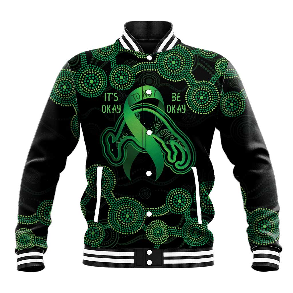 Green Kangaroo Ribbon Aboriginal Personalised Baseball Jacket Depression Awareness