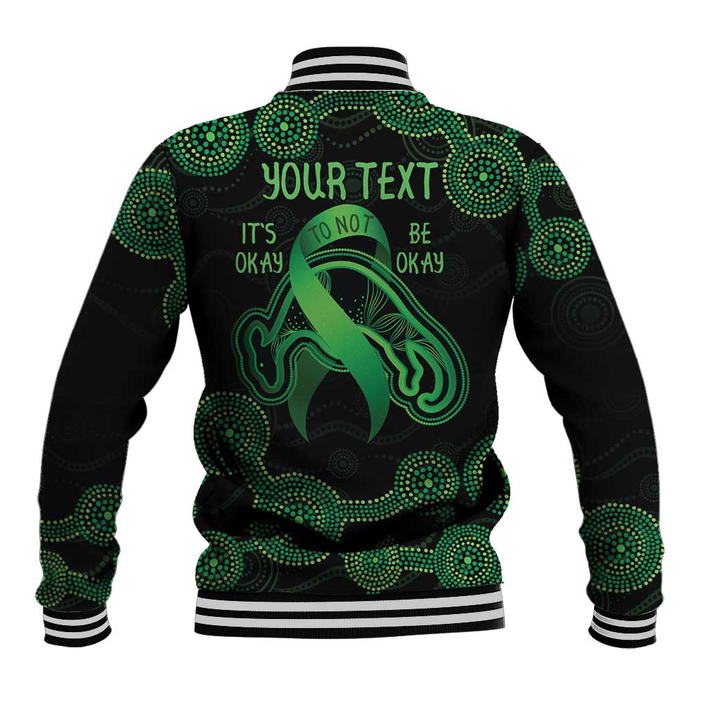 Green Kangaroo Ribbon Aboriginal Personalised Baseball Jacket Depression Awareness