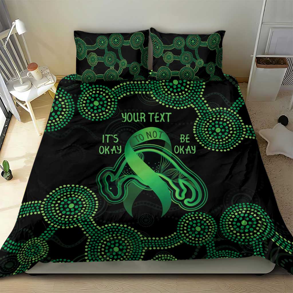 Green Kangaroo Ribbon Aboriginal Personalised Bedding Set Depression Awareness