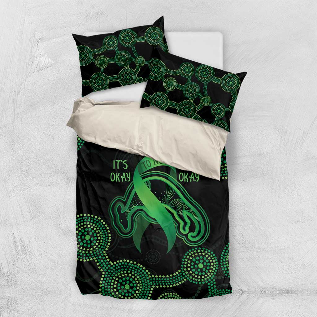 Green Kangaroo Ribbon Aboriginal Personalised Bedding Set Depression Awareness