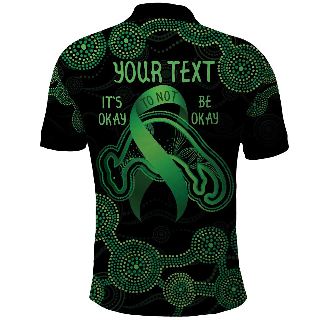 Green Kangaroo Ribbon Aboriginal Personalised Polo Shirt Depression Awareness