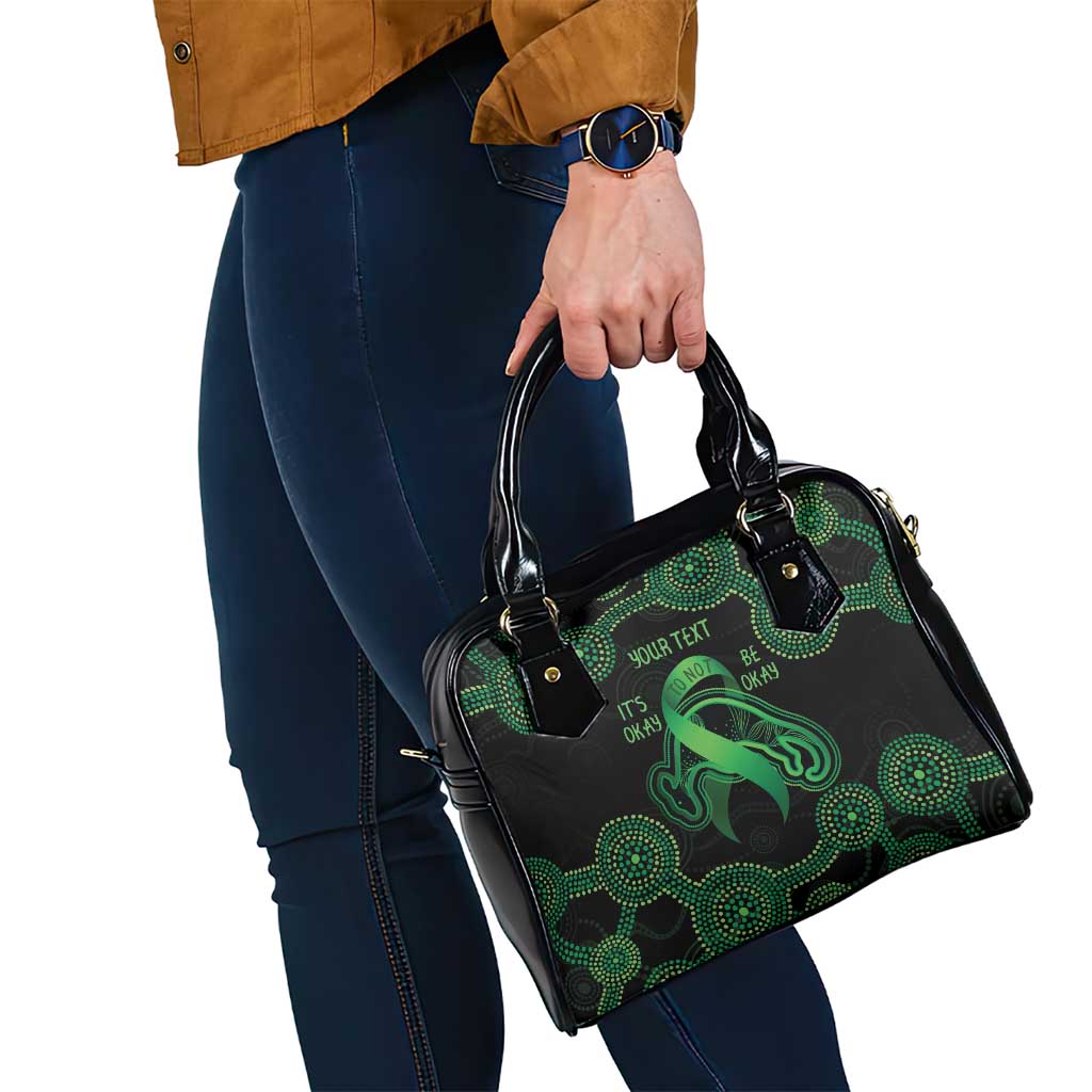 Green Kangaroo Ribbon Aboriginal Personalised Shoulder Handbag Depression Awareness