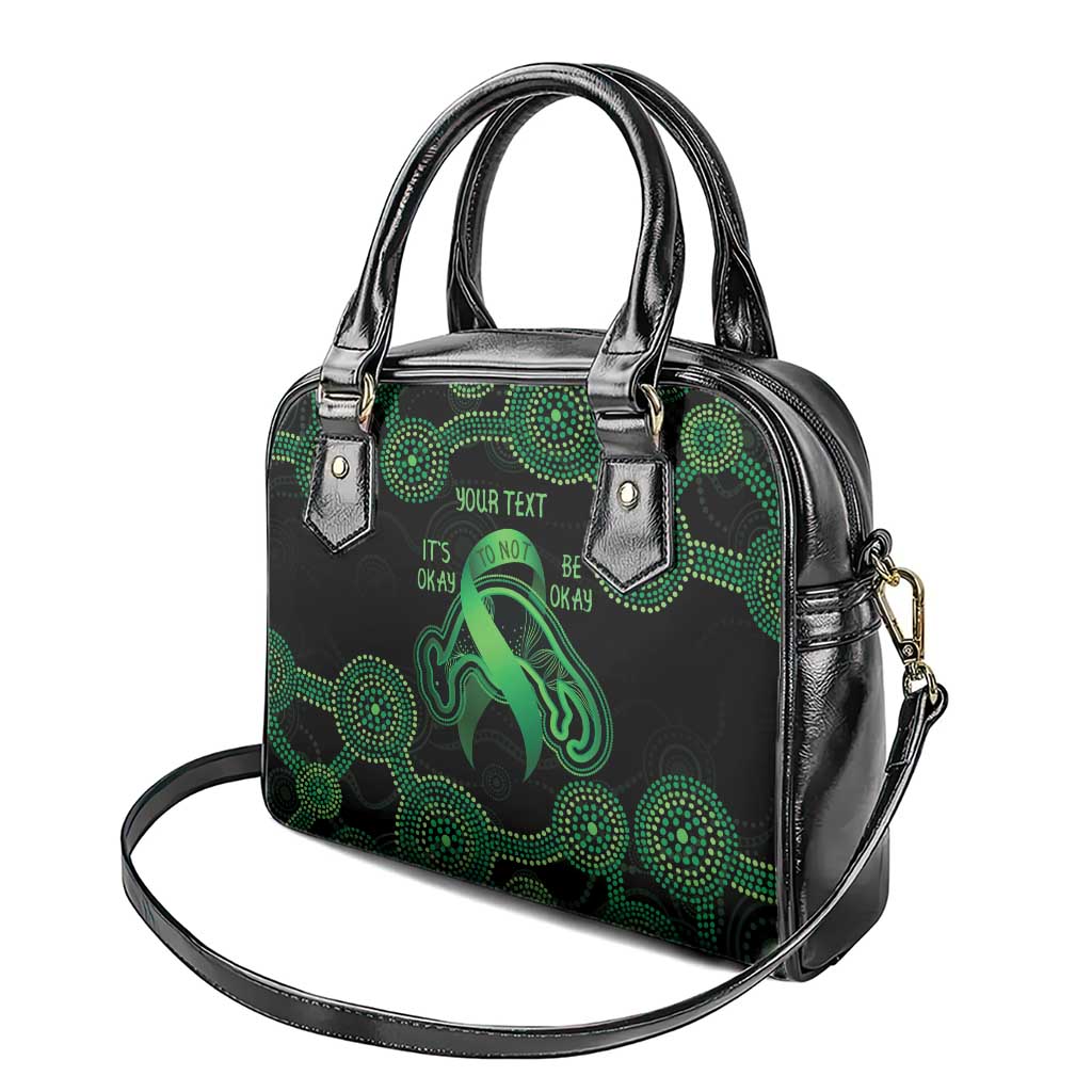 Green Kangaroo Ribbon Aboriginal Personalised Shoulder Handbag Depression Awareness