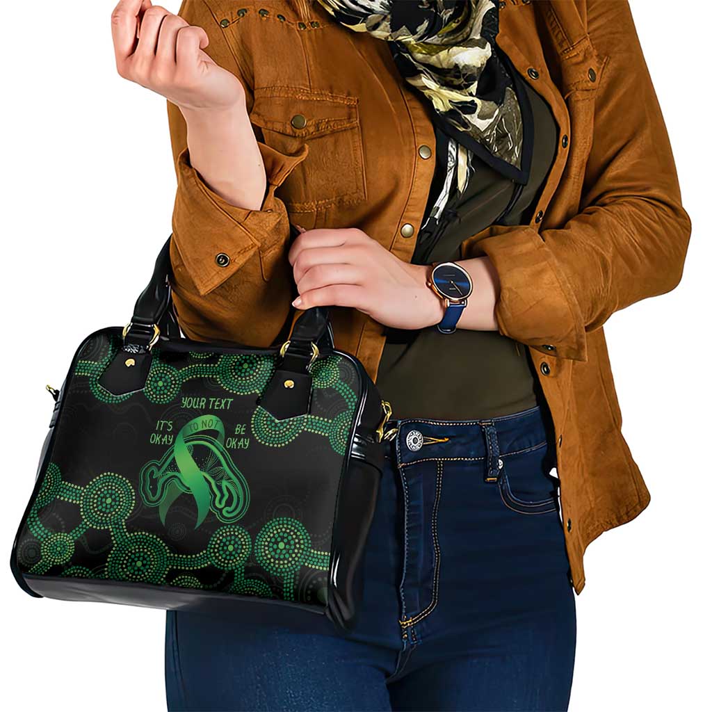 Green Kangaroo Ribbon Aboriginal Personalised Shoulder Handbag Depression Awareness