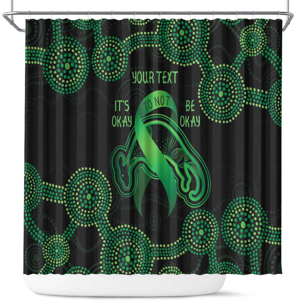 Green Kangaroo Ribbon Aboriginal Personalised Shower Curtain Depression Awareness
