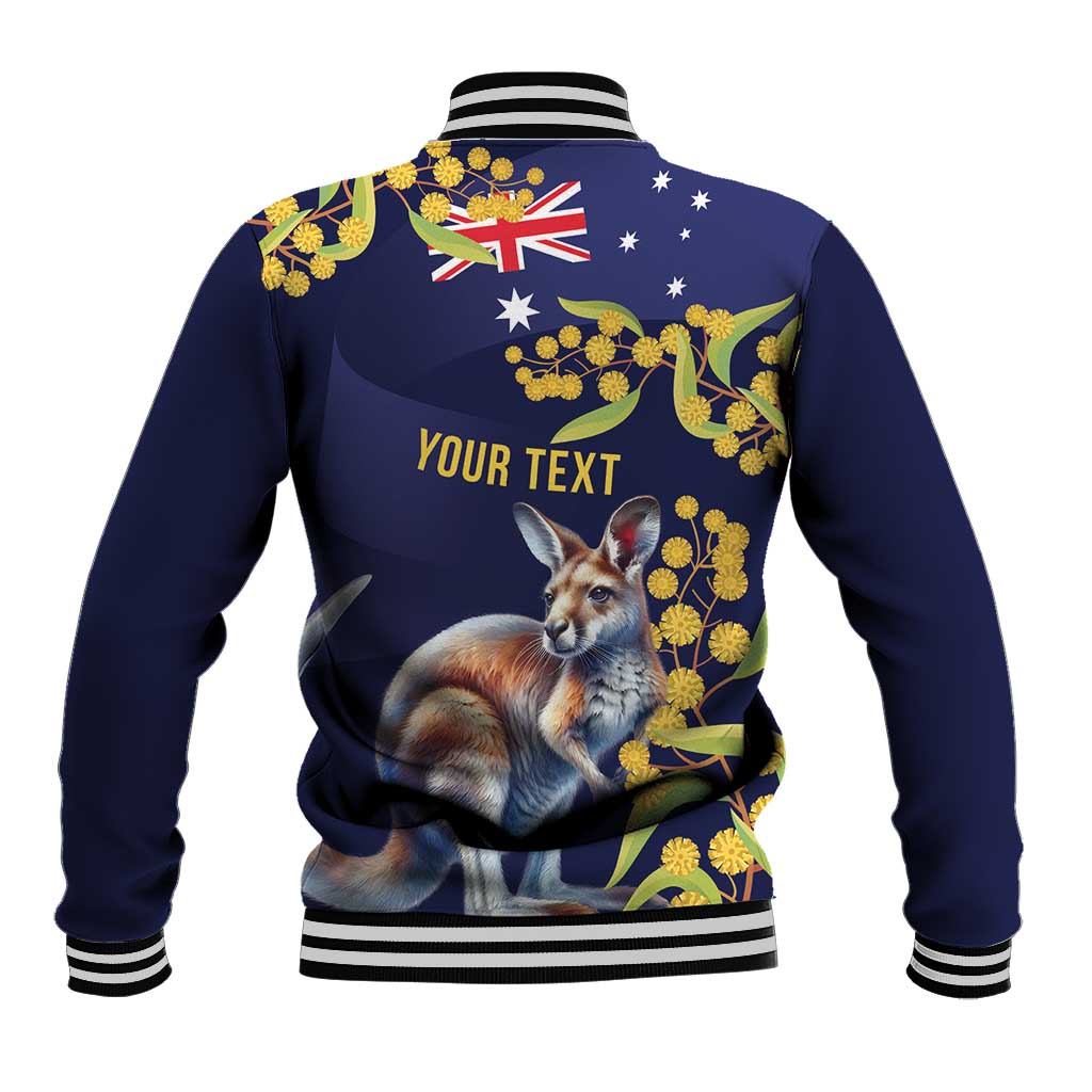 Blue Kangaroo and Golden Wattle Personalised Baseball Jacket Happy Australia Day 6 January