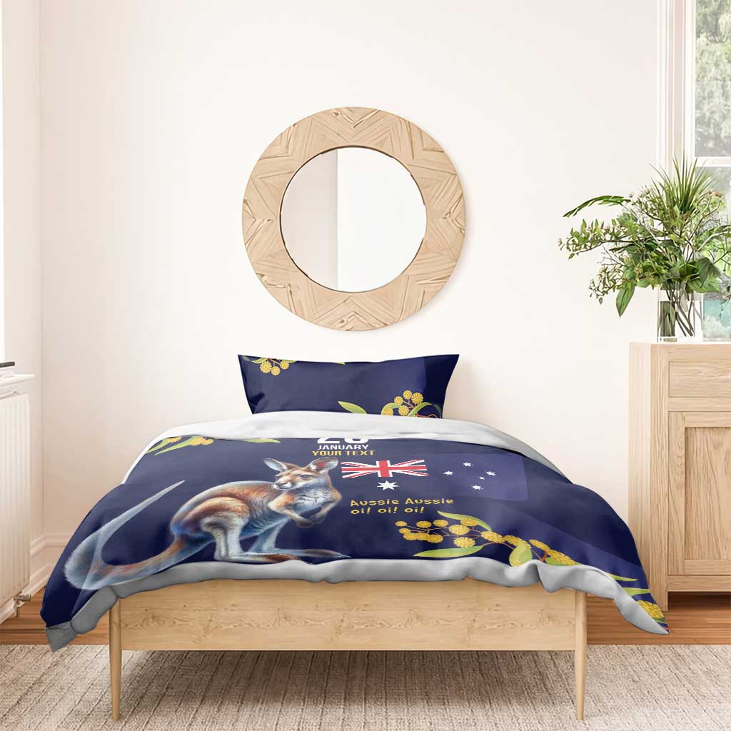 Blue Kangaroo and Golden Wattle Personalised Bedding Set Happy Australia Day 6 January