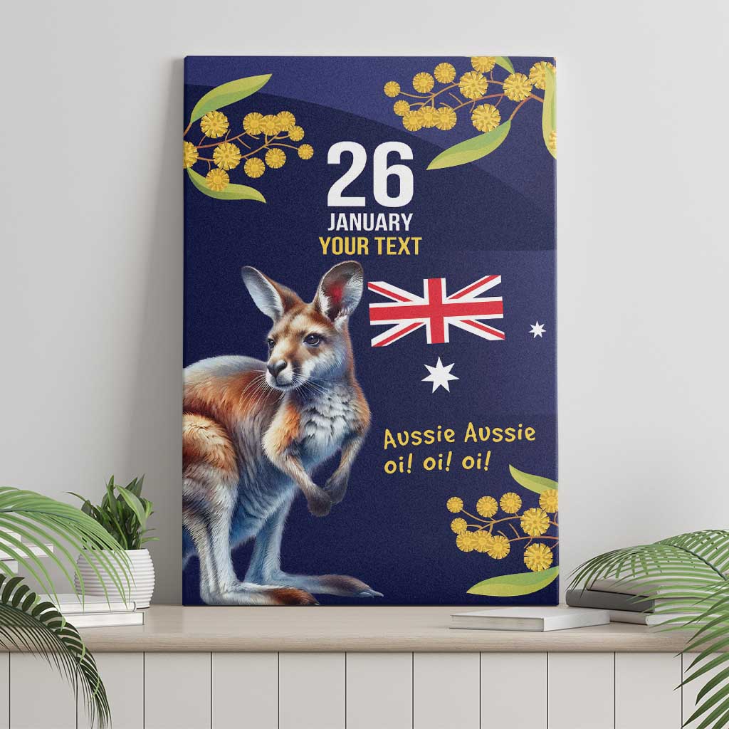 Blue Kangaroo and Golden Wattle Personalised Canvas Wall Art Happy Australia Day 6 January