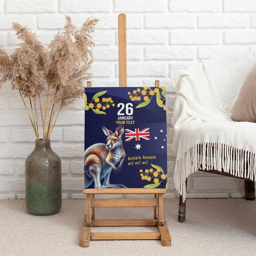 Blue Kangaroo and Golden Wattle Personalised Canvas Wall Art Happy Australia Day 6 January