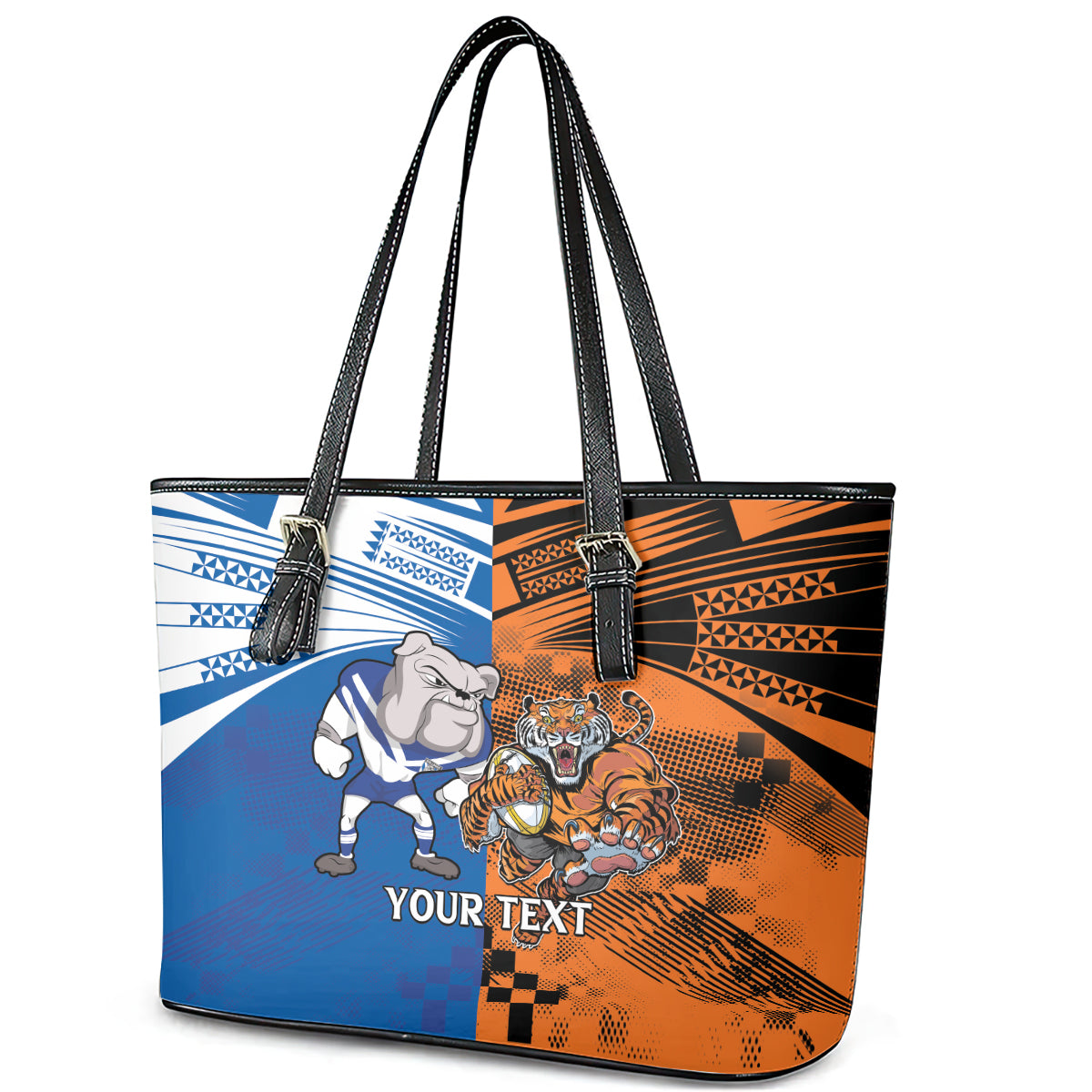 Custom Bulldogs and Tigers Leather Tote Bag Rugby Mascot With Sporty Style