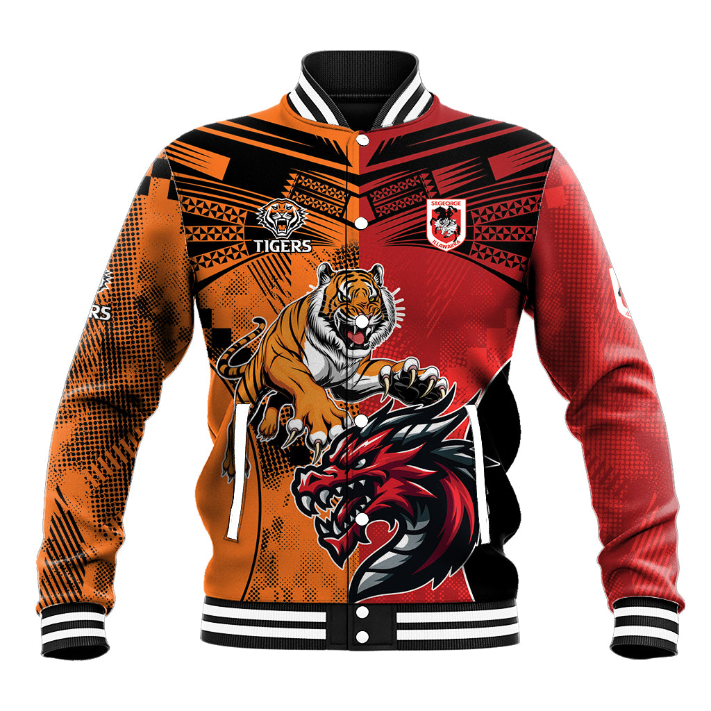 Custom Dragons and Tigers Baseball Jacket Rugby Mascot With Sporty Style