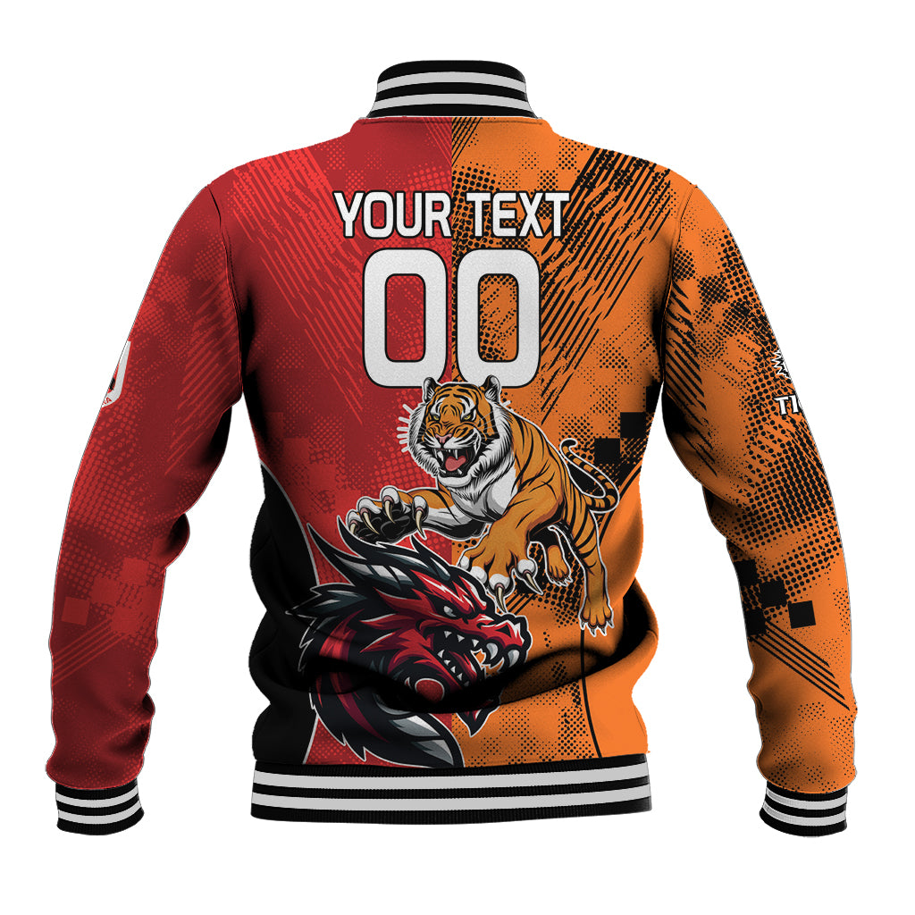 Custom Dragons and Tigers Baseball Jacket Rugby Mascot With Sporty Style