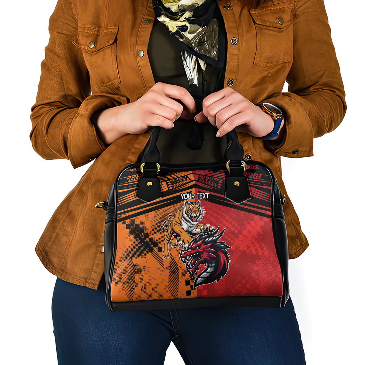 Custom Dragons and Tigers Shoulder Handbag Rugby Mascot With Sporty Style