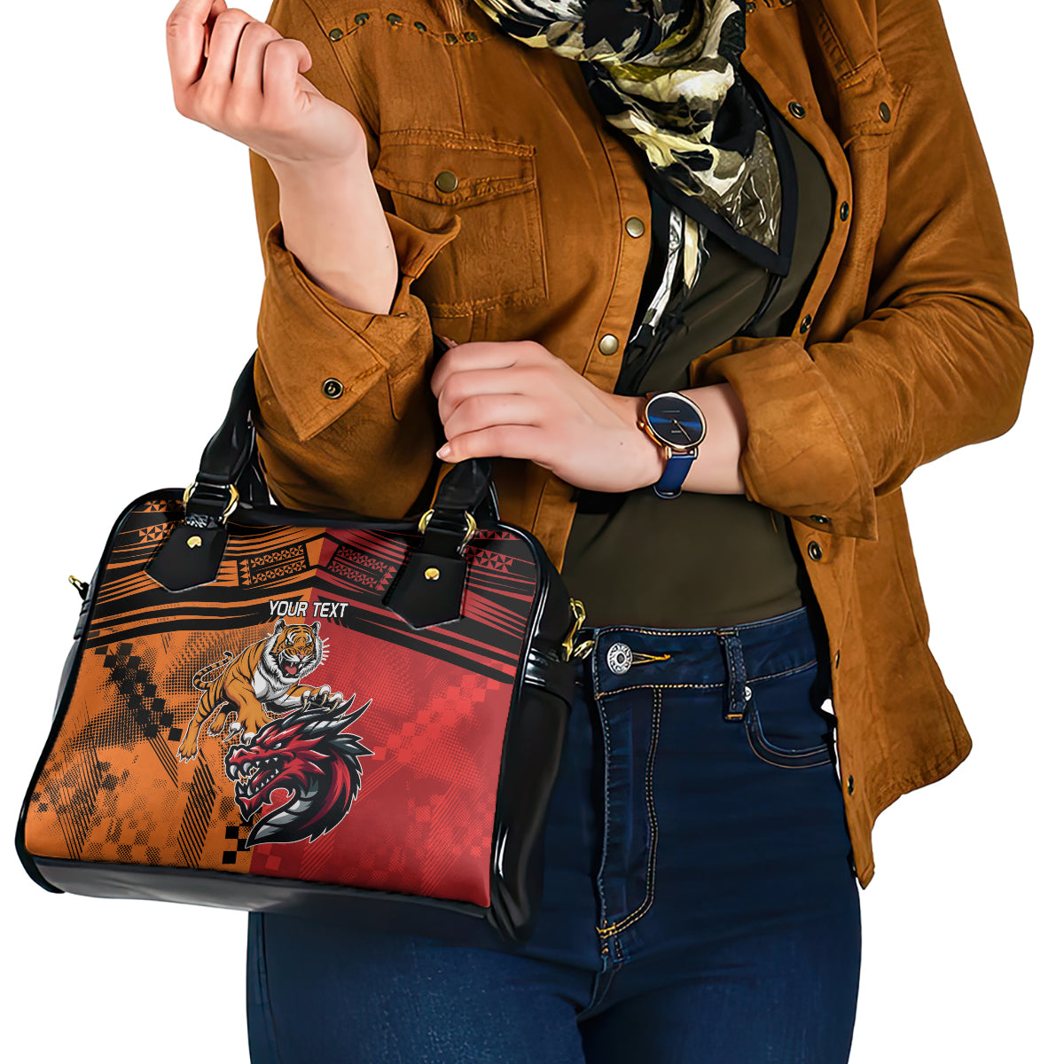 Custom Dragons and Tigers Shoulder Handbag Rugby Mascot With Sporty Style