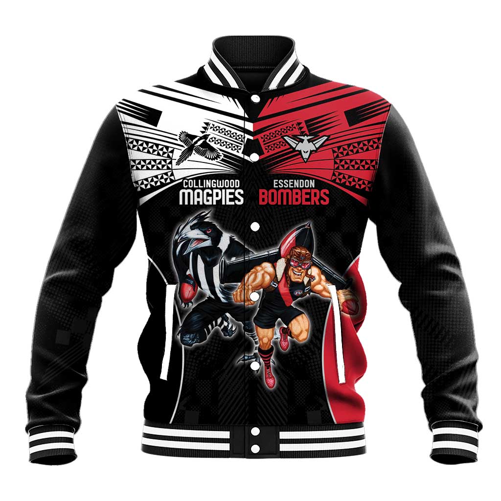 Custom Essendon and Collingwood Baseball Jacket Together Sporty Style