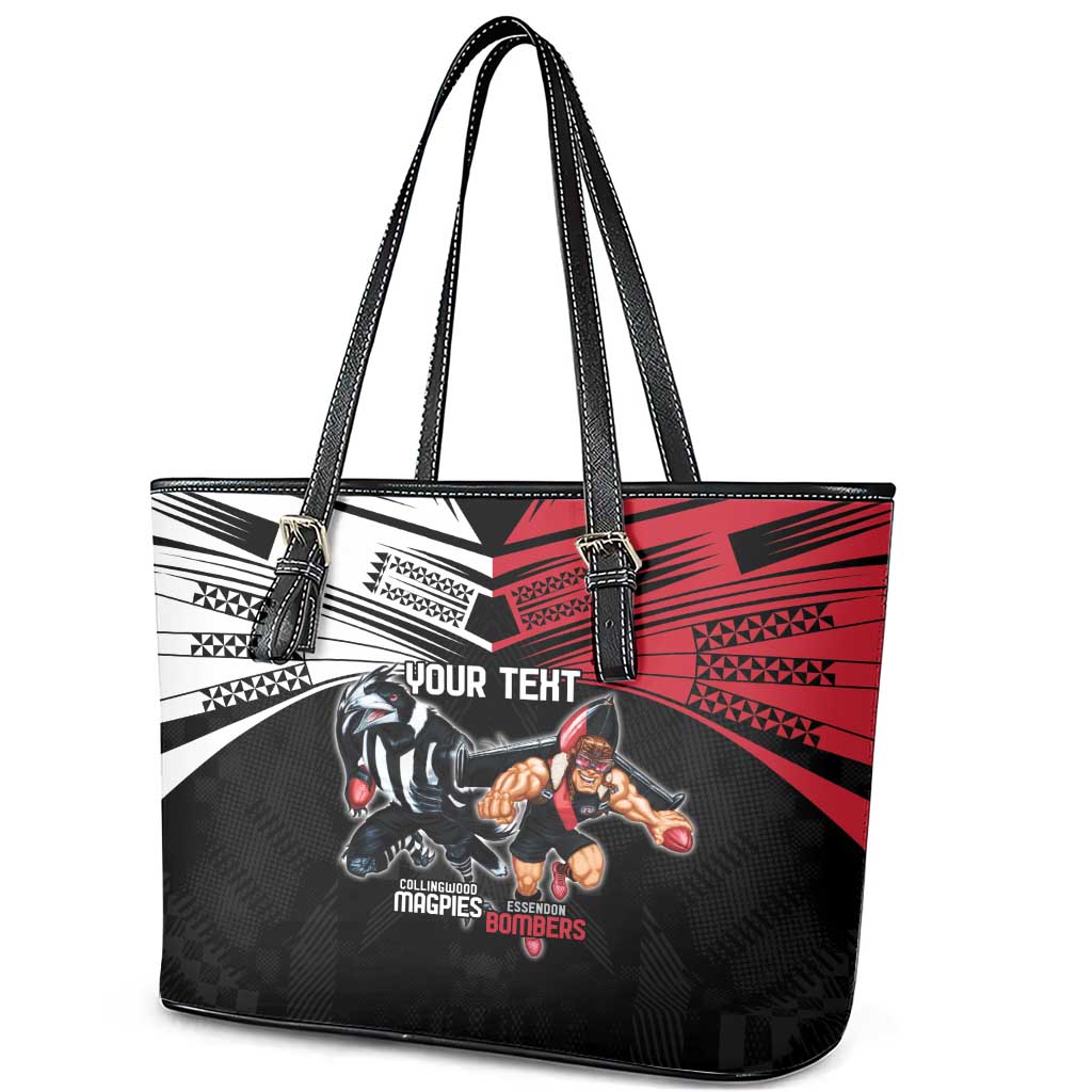 Custom Essendon and Collingwood Leather Tote Bag Together Sporty Style