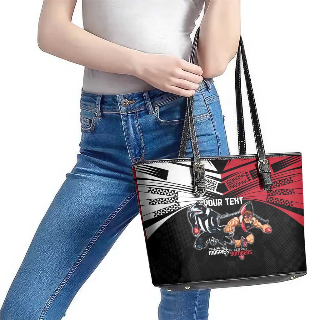 Custom Essendon and Collingwood Leather Tote Bag Together Sporty Style