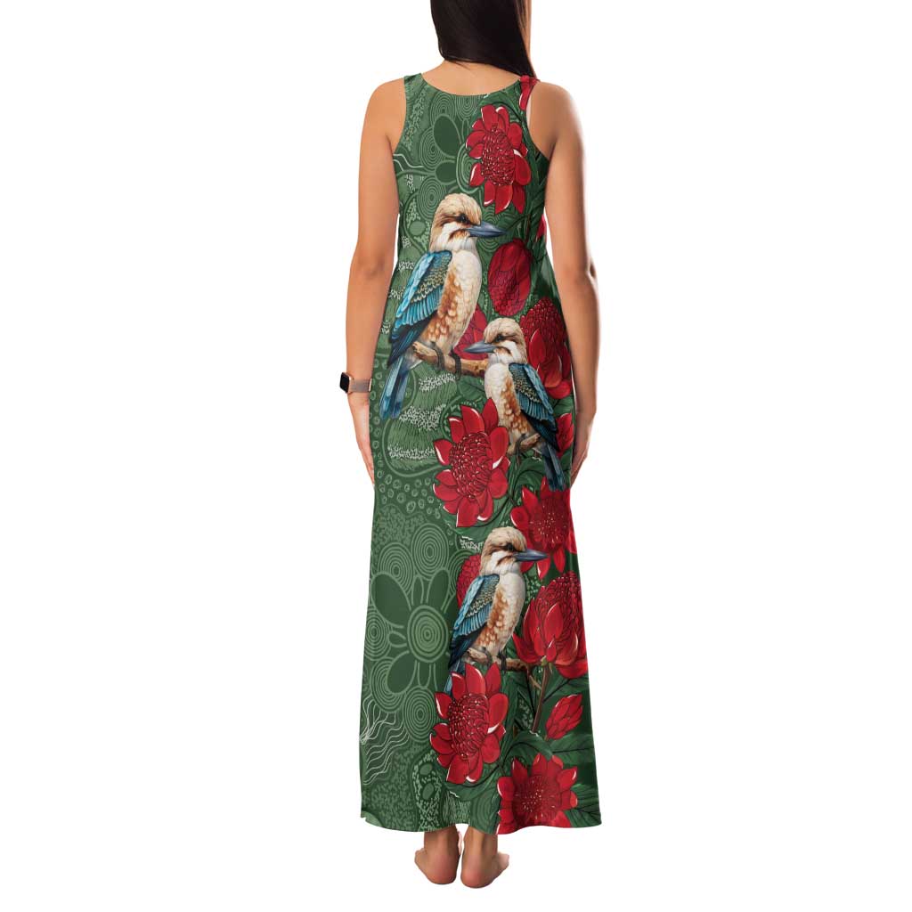 Kokaburra and Waratah Family Matching Tank Maxi Dress and Hawaiian Shirt Aboriginal Art