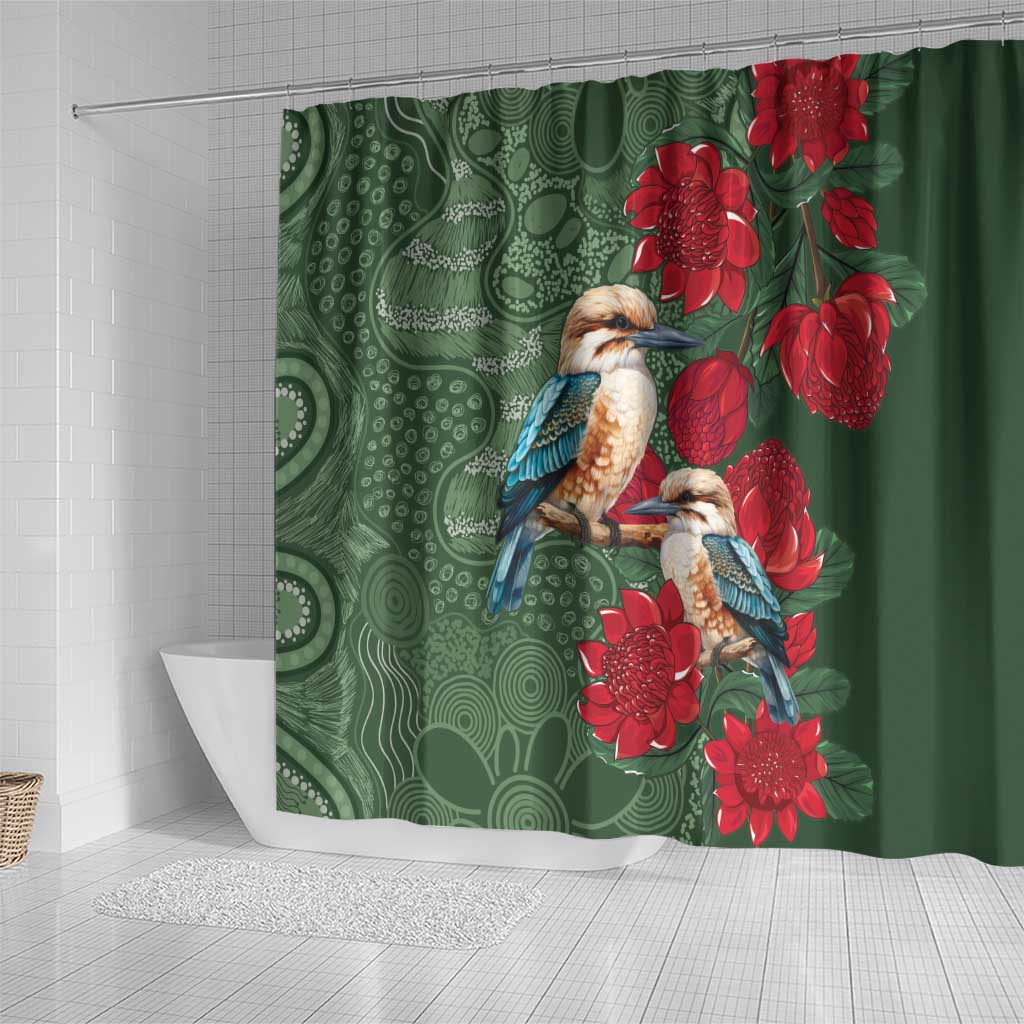 Kokaburra and Waratah Shower Curtain Aboriginal Art