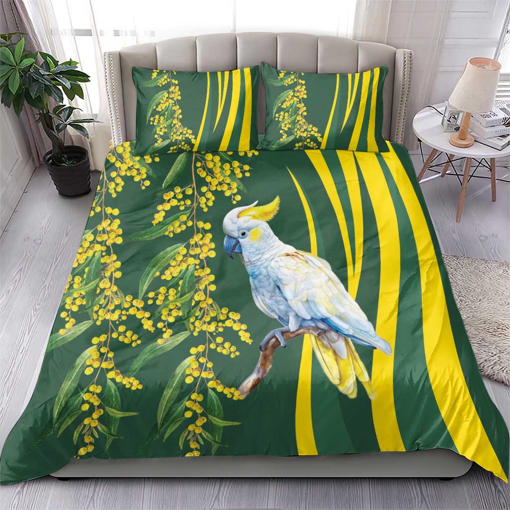 White Cockatoo and Golden Wattle Bedding Set Australian Native Bird