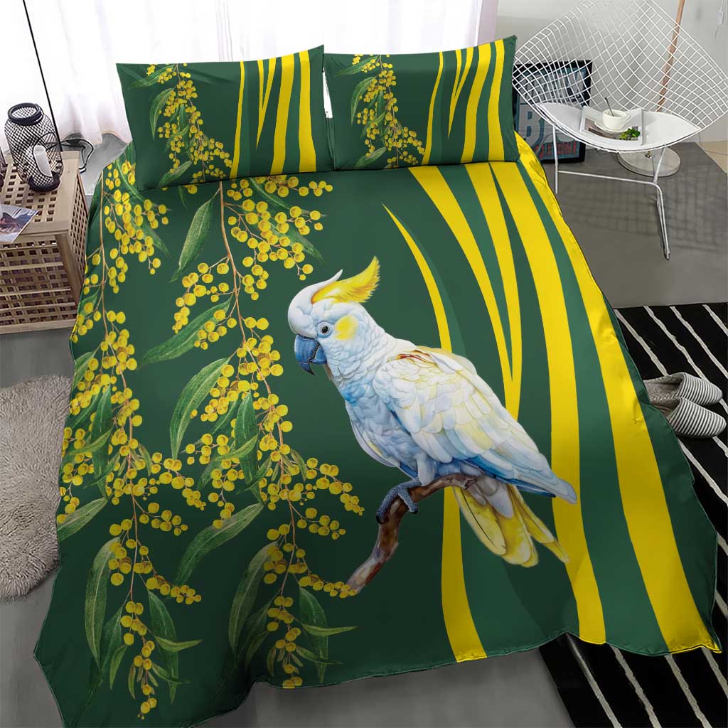 White Cockatoo and Golden Wattle Bedding Set Australian Native Bird