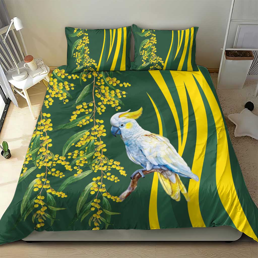 White Cockatoo and Golden Wattle Bedding Set Australian Native Bird