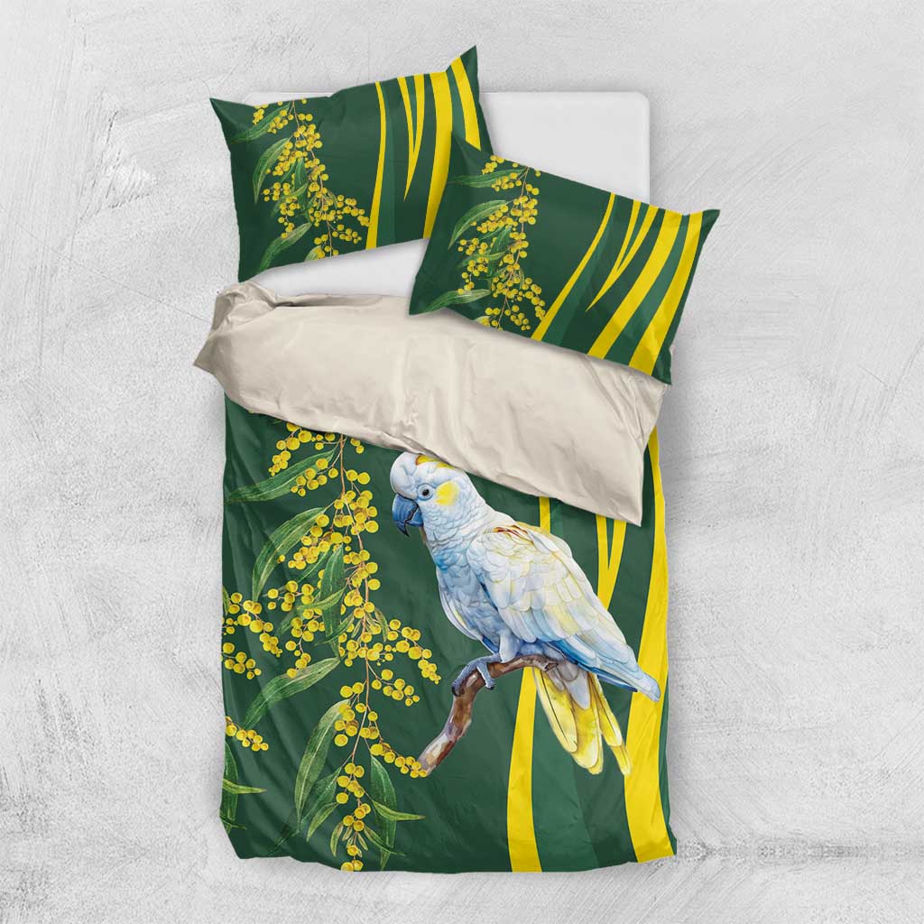 White Cockatoo and Golden Wattle Bedding Set Australian Native Bird