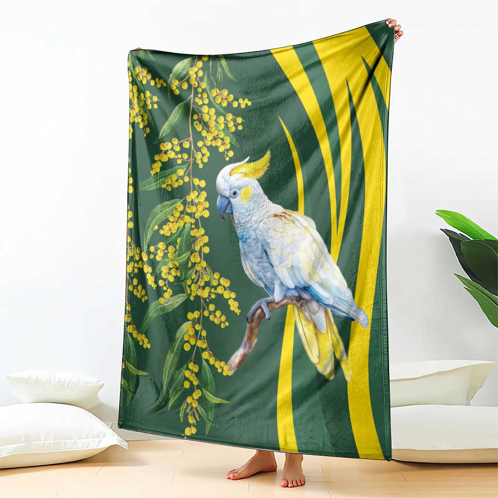 White Cockatoo and Golden Wattle Blanket Australian Native Bird