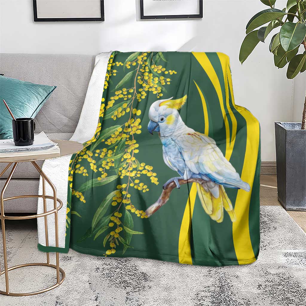 White Cockatoo and Golden Wattle Blanket Australian Native Bird