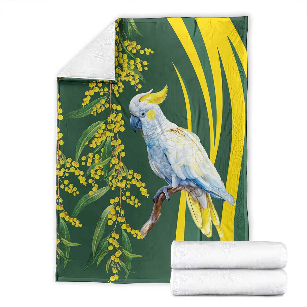 White Cockatoo and Golden Wattle Blanket Australian Native Bird