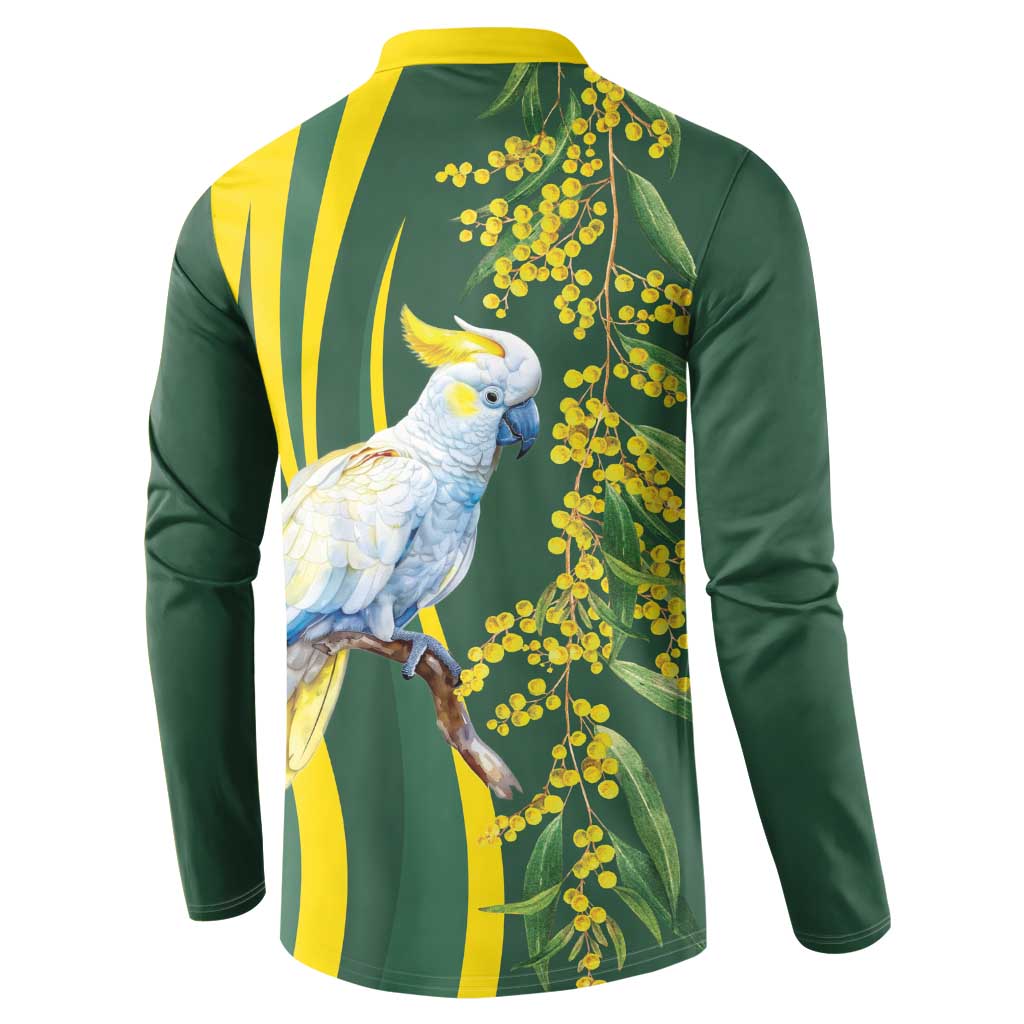 White Cockatoo and Golden Wattle Button Sweatshirt Australian Native Bird