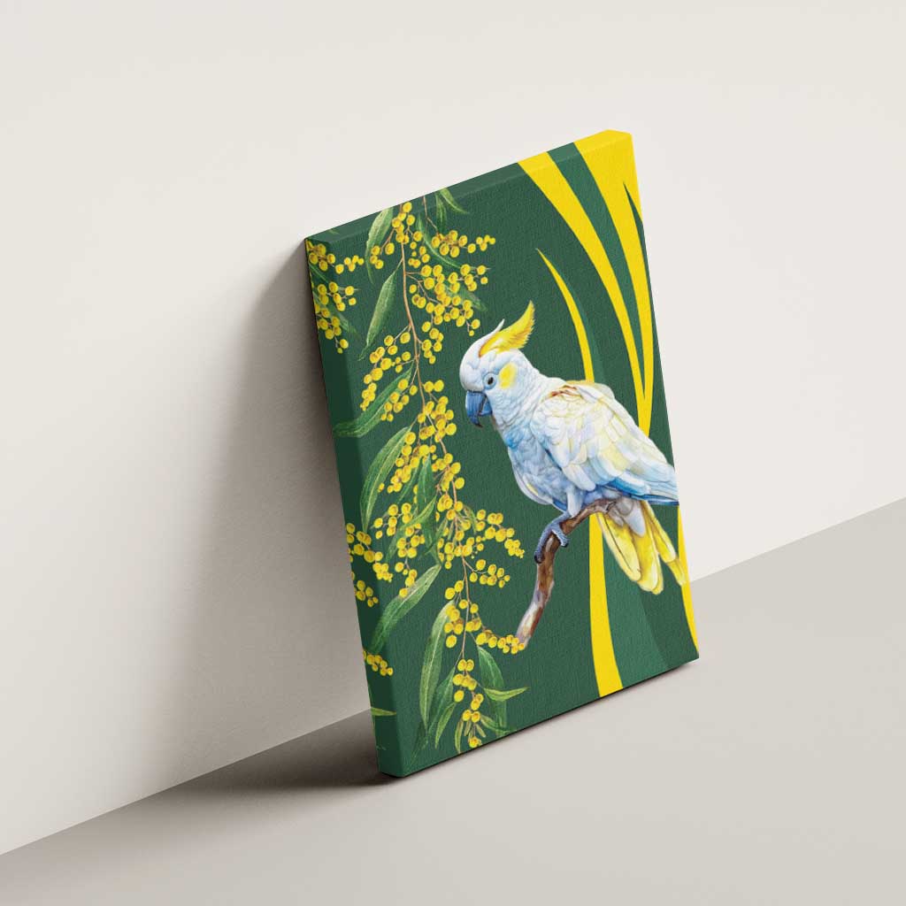 White Cockatoo and Golden Wattle Canvas Wall Art Australian Native Bird