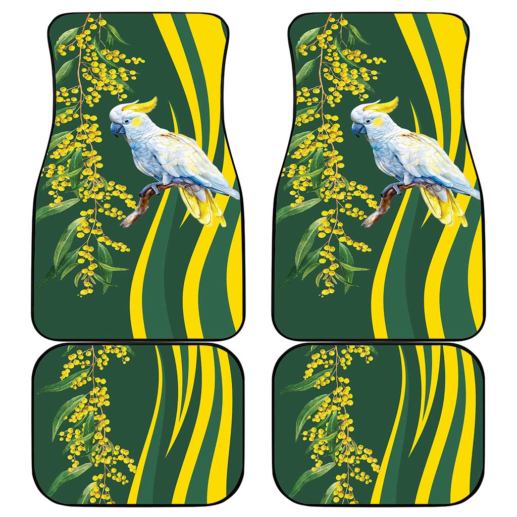 White Cockatoo and Golden Wattle Car Mats Australian Native Bird