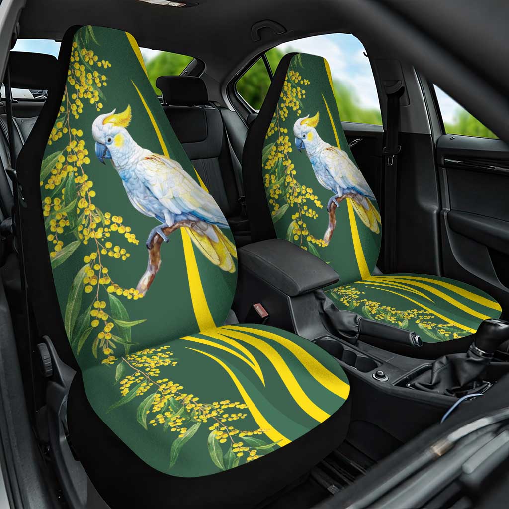 White Cockatoo and Golden Wattle Car Seat Cover Australian Native Bird