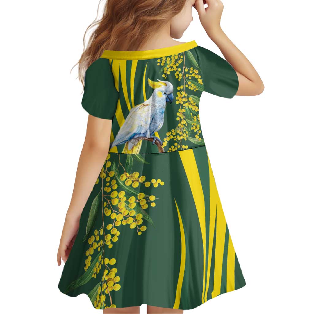 White Cockatoo and Golden Wattle Family Matching Off Shoulder Maxi Dress and Hawaiian Shirt Australian Native Bird