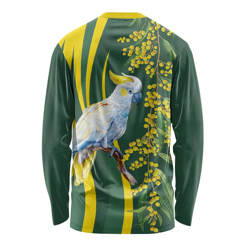 White Cockatoo and Golden Wattle Long Sleeve Shirt Australian Native Bird