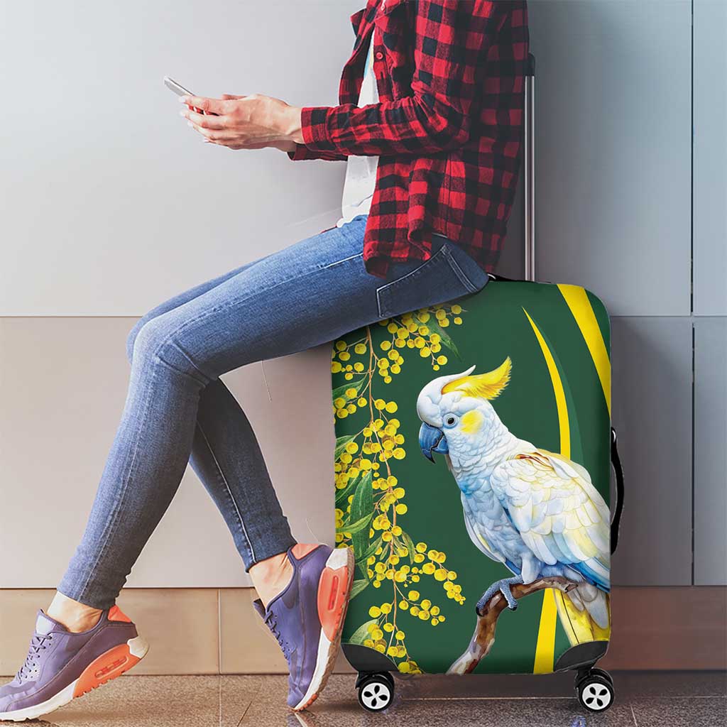 White Cockatoo and Golden Wattle Luggage Cover Australian Native Bird