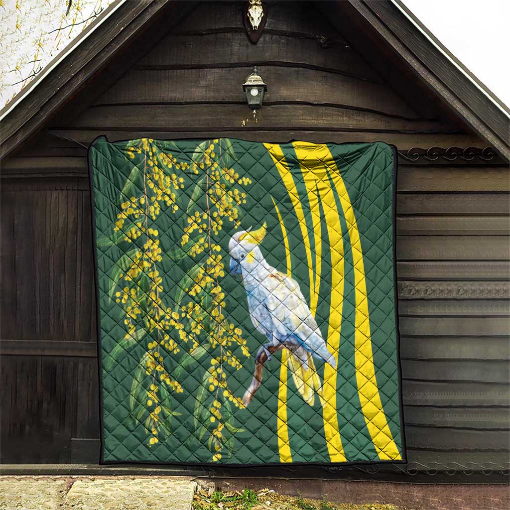 White Cockatoo and Golden Wattle Quilt Australian Native Bird