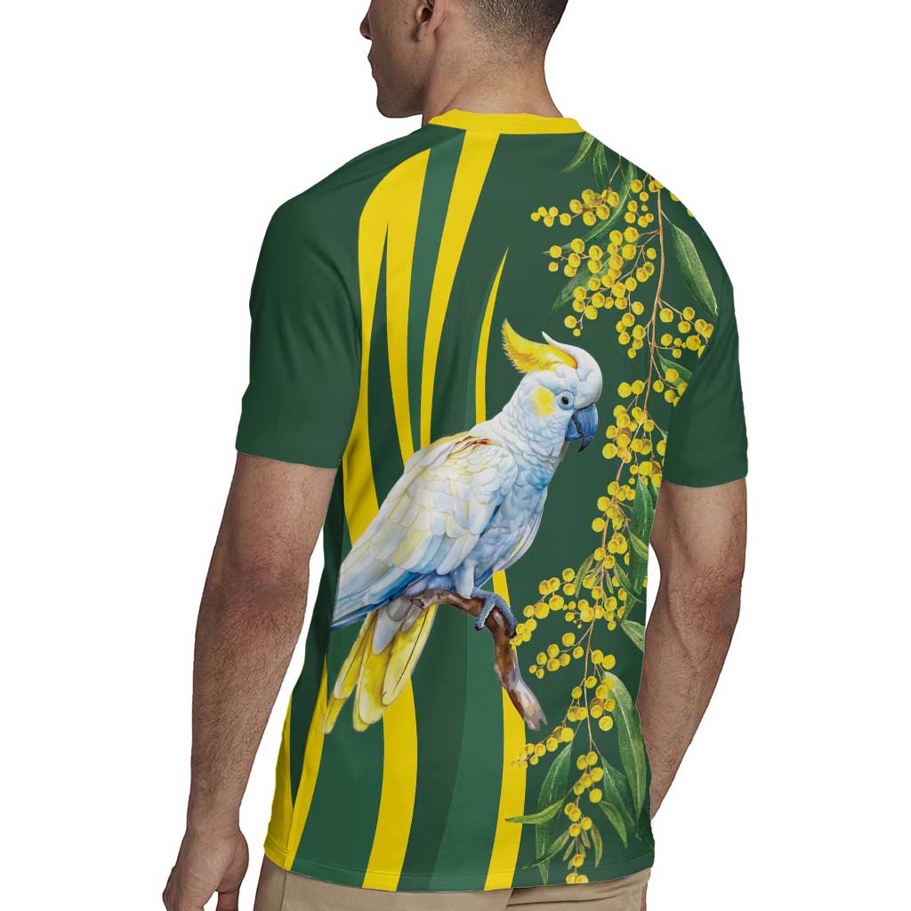 White Cockatoo and Golden Wattle Rugby Jersey Australian Native Bird