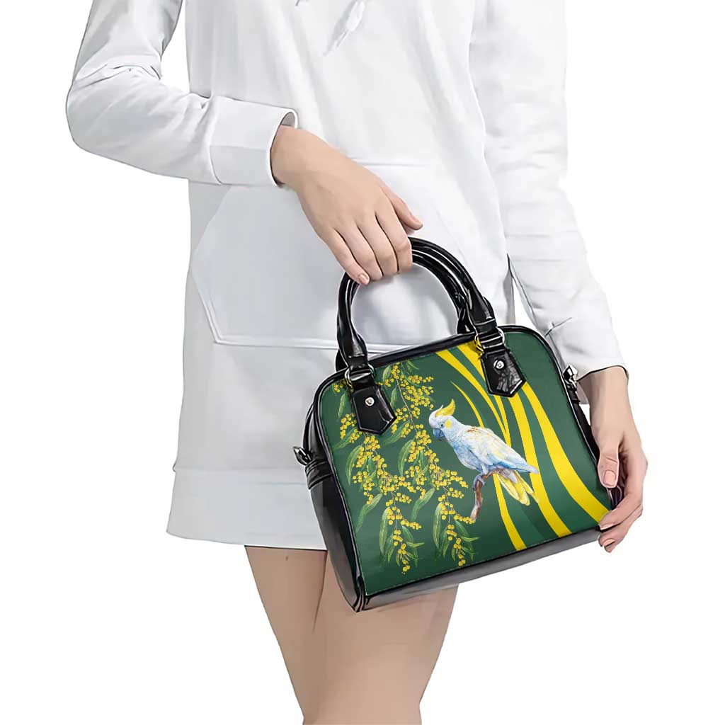 White Cockatoo and Golden Wattle Shoulder Handbag Australian Native Bird