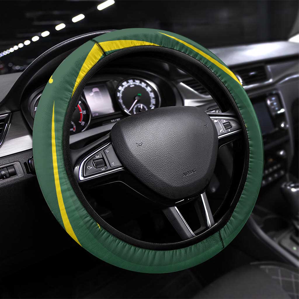 White Cockatoo and Golden Wattle Steering Wheel Cover Australian Native Bird