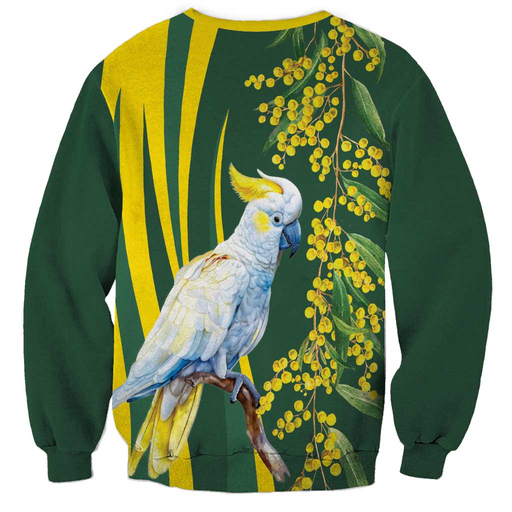 White Cockatoo and Golden Wattle Sweatshirt Australian Native Bird