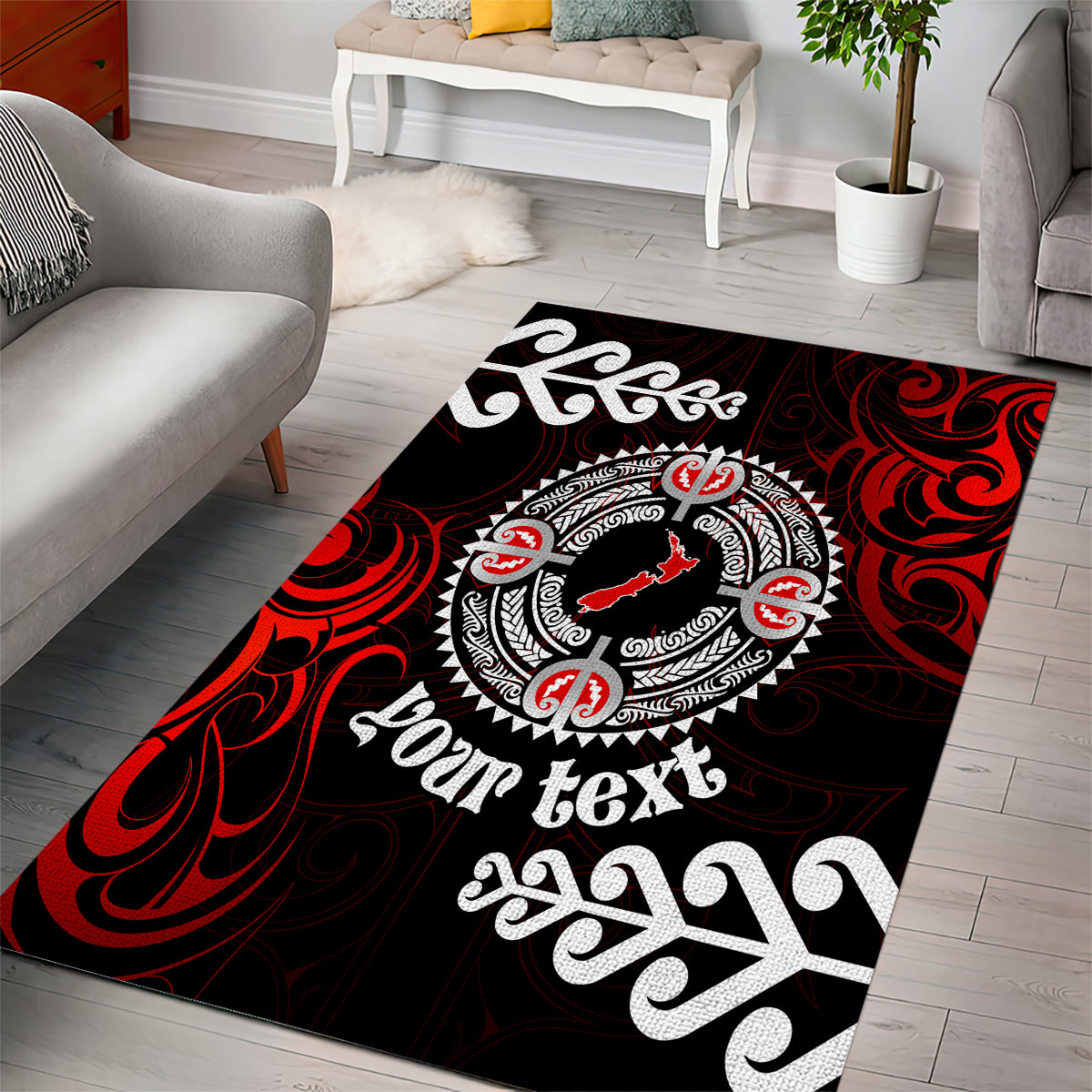 New Zealand Waitangi Day Personalised Area Rug Aotearoa Te Ra O Waitangi With Maori Tattoo