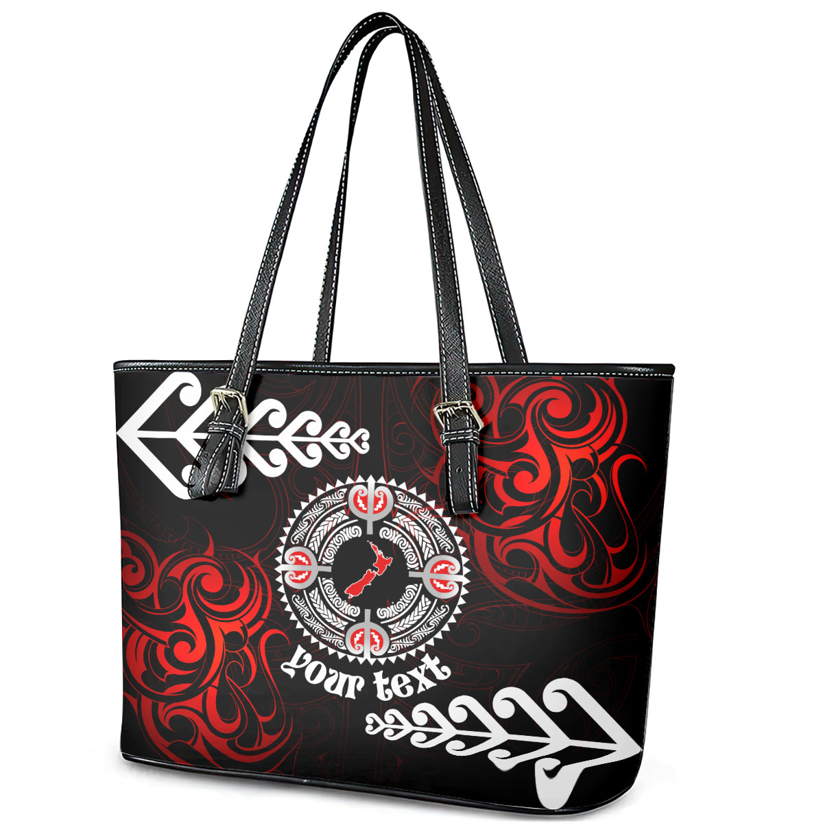 New Zealand Waitangi Day Personalised Leather Tote Bag Aotearoa Te Ra O Waitangi With Maori Tattoo